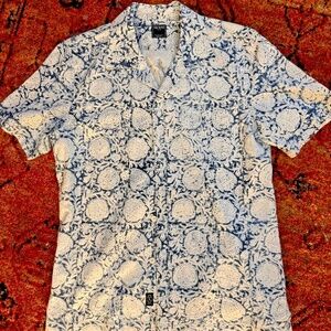 Todd Snyder Floral Kalamkari Short Sleeve Camp Collar Shirt